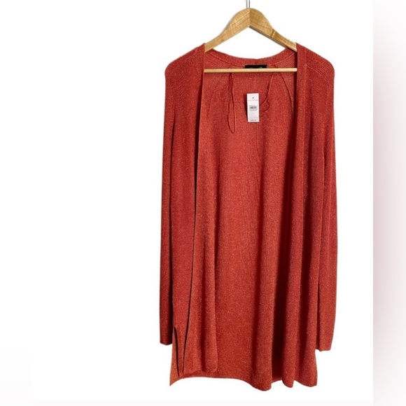 Ann Taylor Terracotta Open-Front Cardigan – Size (L) NWT🍁🍂✨ - Picture 5 of 6